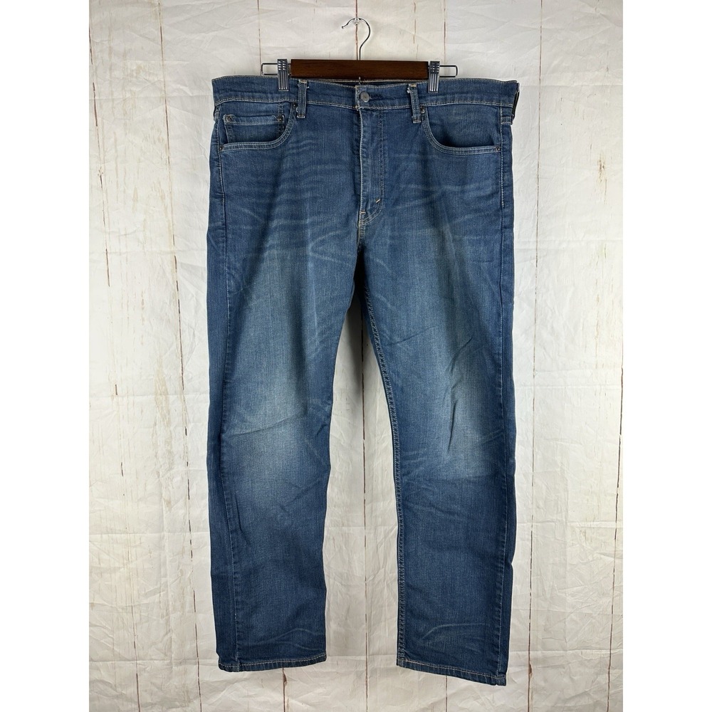 Levis 502 Jeans Mens 38x30 Blue Slim Fit Medium Wash Denim Blue Cotton Blend - Picture 5 of 9